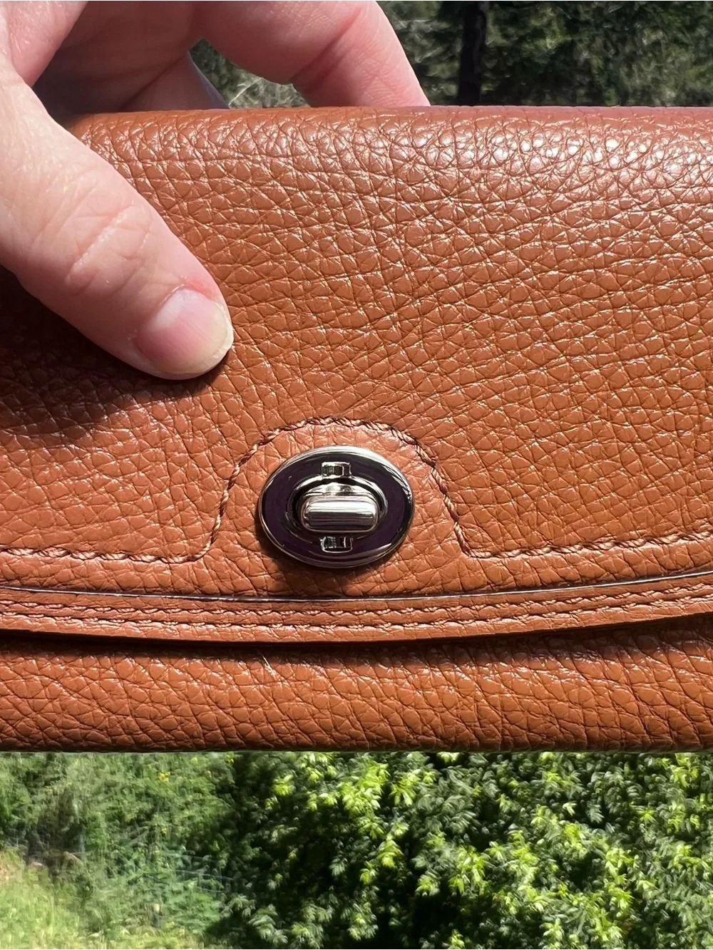 VINTAGE COACH Brown Pebble Leather Wallet w Silver Hardware Turn-lock AUTHENTIC - Picture 9 of 15